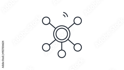 Simple Line Drawing of Atom Structure.