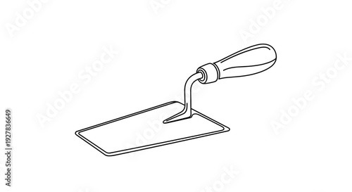 Simple Line Drawing of Trowel Tool.