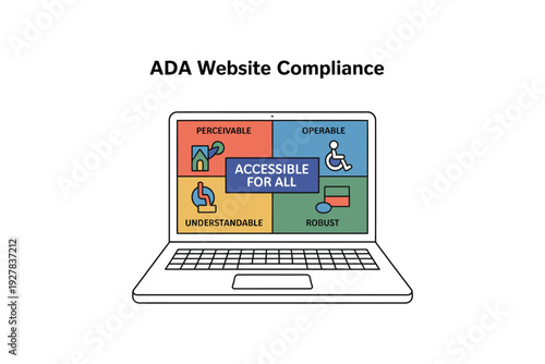 Laptop computer illustration for ADA website compliance and accessibility