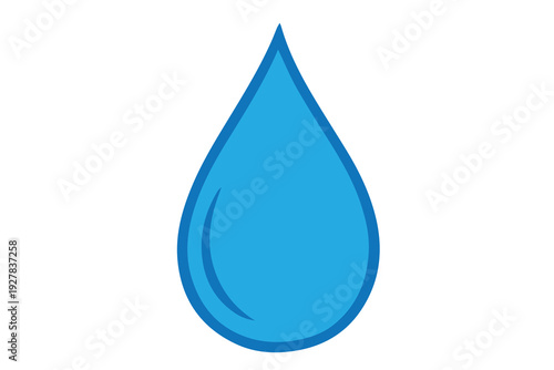 Simple blue water drop vector icon, clean minimalist design with smooth curves and modern style, perfect for logos, eco themes, and fluid concepts.
