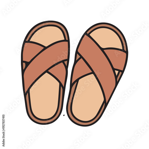 Elegant brown men’s formal sandals in clean vector style, featuring sleek straps, refined details, and a modern fashionable look suitable for stylish wear.