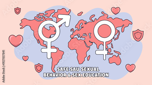 Global Safe Sex Education and Sexual Behavior Awareness Illustration