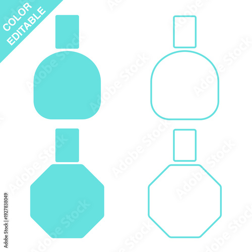 Eyedrop bottle icons, filled and outline, editable colors, medical vector