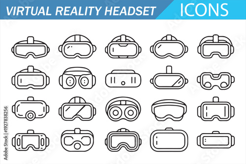 Virtual Reality Equipment Icons – Modern Technology Line Set