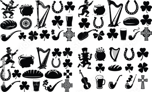 Saint Patrick Typography Silhouette Icon Pack 