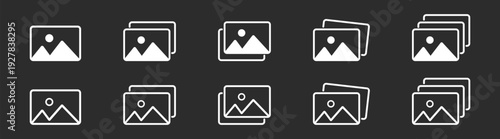 Photo Image Gallery Placeholder Icon Assortment with Media Upload File Frame Preview Symbols for User Interface and Application Design