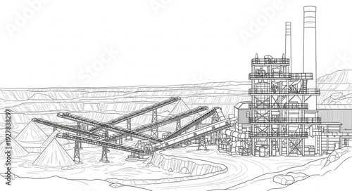 Industrial Factory with Scaffolding Structure.