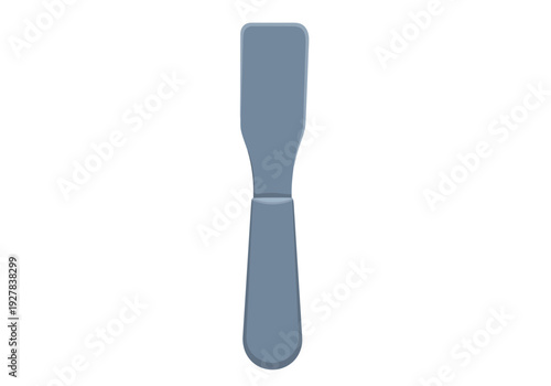 A flat, gray palette knife with a smooth, rounded handle, presented against a pure white background, perfect for mockups