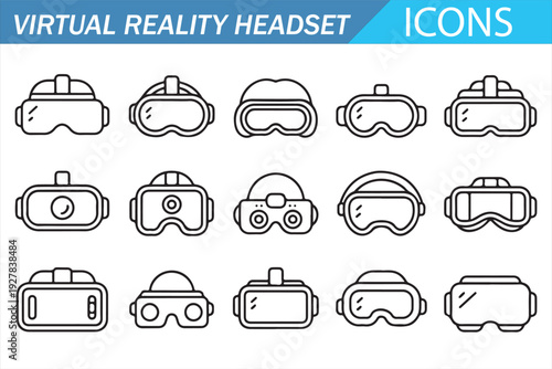 Virtual Reality Technology Icons – Modern VR Headset Collection