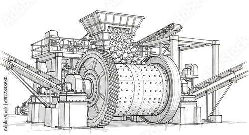 Industrial Machinery Complex Mechanical System.