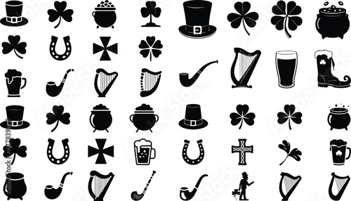 Saint Patrick Typography Silhouette Icon Pack 