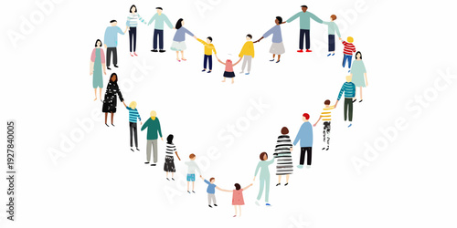 People holding hands forming a heart shape representing unity and love