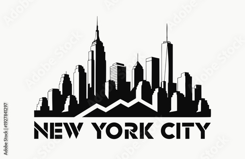 New york city skyline silhouette with stylized text