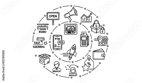 Retail Line Icon Pack with Shopping Payment Analytics and Store Symbols Vector Set