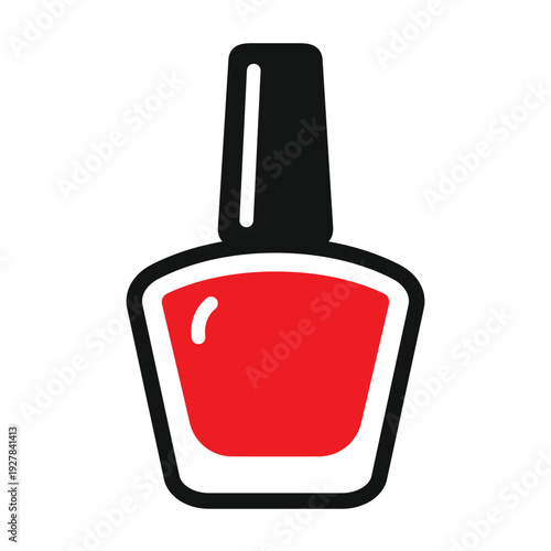 Nail polish icon isolated on transparent background. Classic nail polish with editable stroke. Beauty cosmetic sign ideal for manicure, nail salon, spa and feminine design projects.
