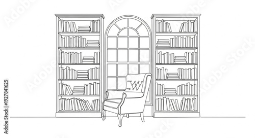 Library with Bookshelves and Reading Area.