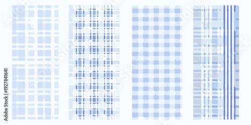 Abstract blue and white patterns checkered striped and textured designs