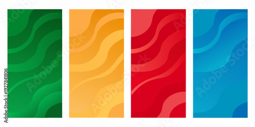 Four vibrant vertically oriented rectangles with wavy patterns