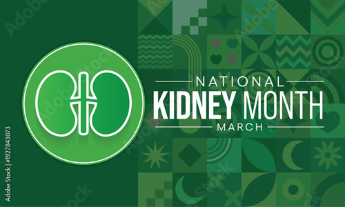 National Kidney month observed annually in March to raise awareness about kidney disease. Vector illustration.