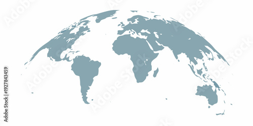 Simple illustration of a gray toned world globe with continents outlined