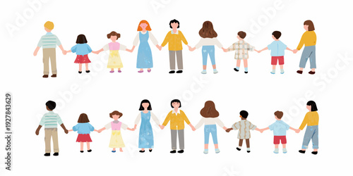 Diverse group of people holding hands in a circle showing unity