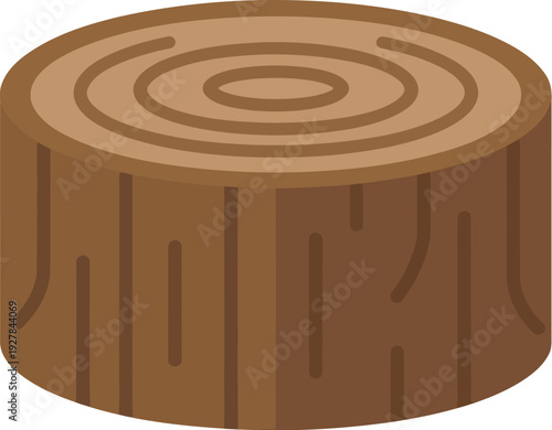 A minimalist flat vector icon of a tree stump viewed from above in a simple environment