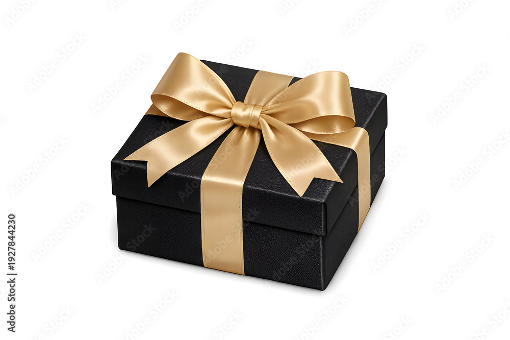 Fototapeta premium Luxury gift box with elegant gold ribbon and bow