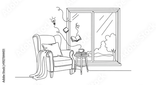 Man Sitting in Armchair by Window.