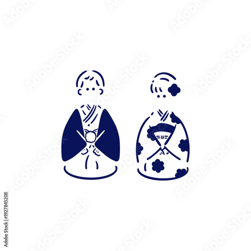 着物を着た男女のイラスト素材
