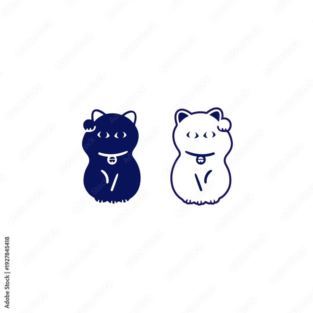 Fototapeta premium 招き猫のイラスト素材_単色 