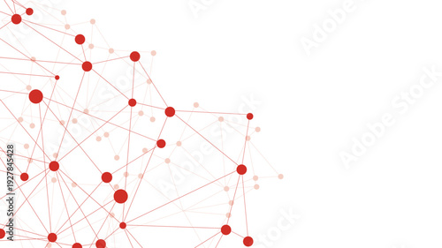 Abstract red network connection dots and lines technology background with vector illustration
