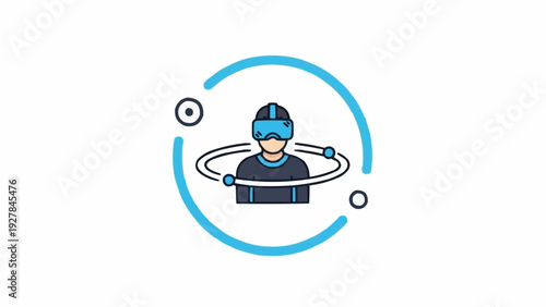 Man wearing virtual reality headset.