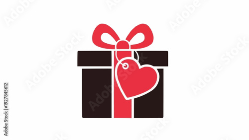 Wrapped gift box with heart.