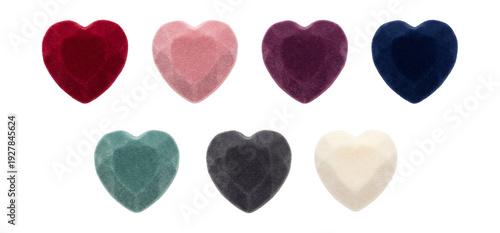 Velvet matte heart jewels illustrations set.