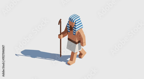 3D Render of Ancient Egyptian Pharaoh Walking.