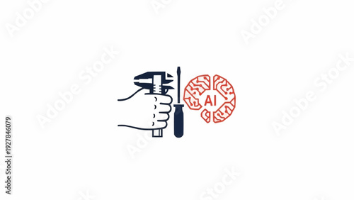 Hand holding robotic brain model.