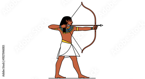 Ancient Archer Aiming Bow and Arrow.