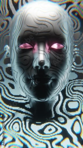 Abstract humanoid figure with glowing eyes