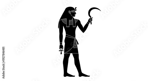 Anubis Ancient Egyptian God Silhouette Illustration.