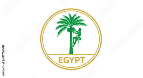 Egyptian Logo with Palm Tree Climber.
