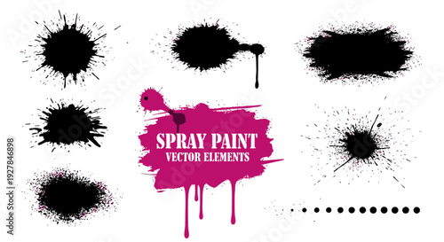 Vibrant spray paint vector elements for creative design projects