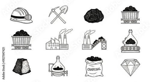 Mineral Resources and Mining Icons.