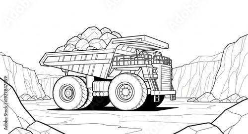 Mining Dump Truck with Rocks.