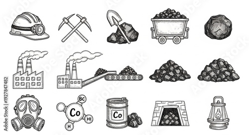 Mining Industry Icons and Symbols.