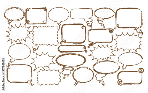 Sketch Style Speech Bubble Set Isolated