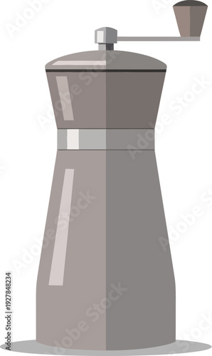 Gray coffee grinder with handle metal kitchen