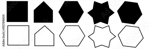 quadrangle, pentagon, hexagon, octagon icon. vector geometry pentagonal, hexagonal, octagonal polygon. five, six, eight sided polygon lines, vector