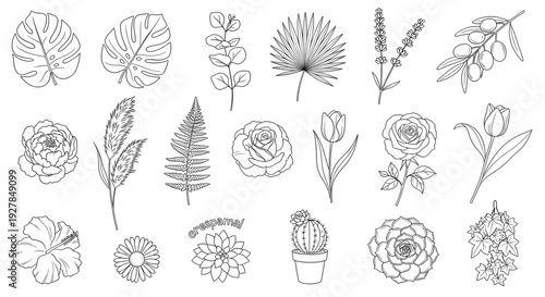 Elegant Botanical Line Art Collection – Luxury Minimal Floral Vector Set