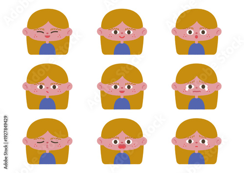 女の子の表情セット2（上半身）