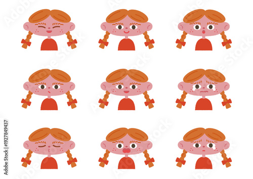 女の子の表情セット（上半身）